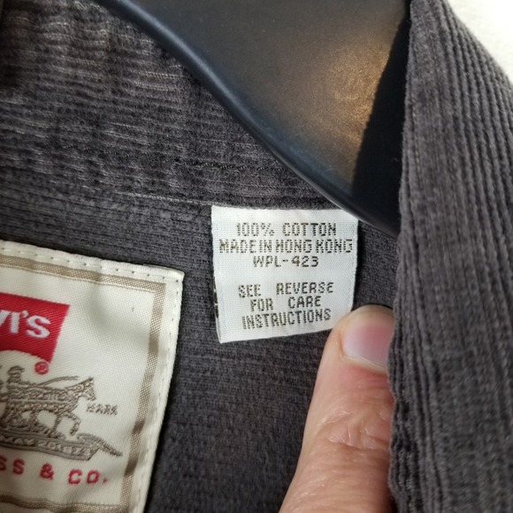 Levis Men XL Corduroy Shirt Charcoal Gray Long Sleeve Button Down WPL-423 Cotton - Picture 3 of 9